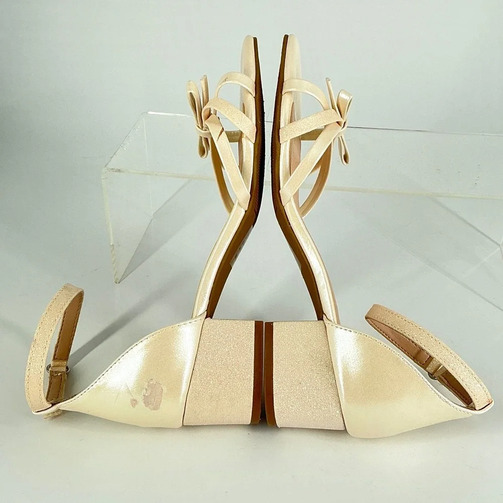 Jellypop Size 4 SEE PHOTOS Zendah Girls Pearl Shimmer Strappy Block Heel Sandals